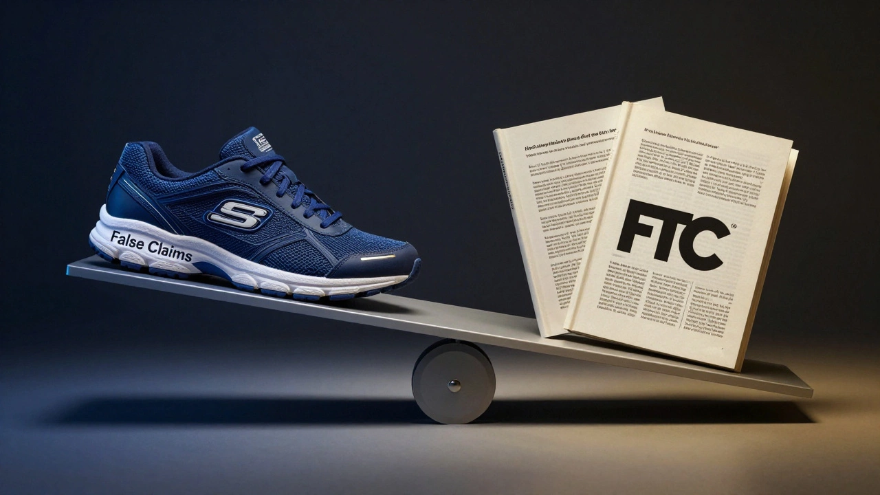 A scale tipped by shoes on one side and scientific studies on the other, symbolizing false health claims.