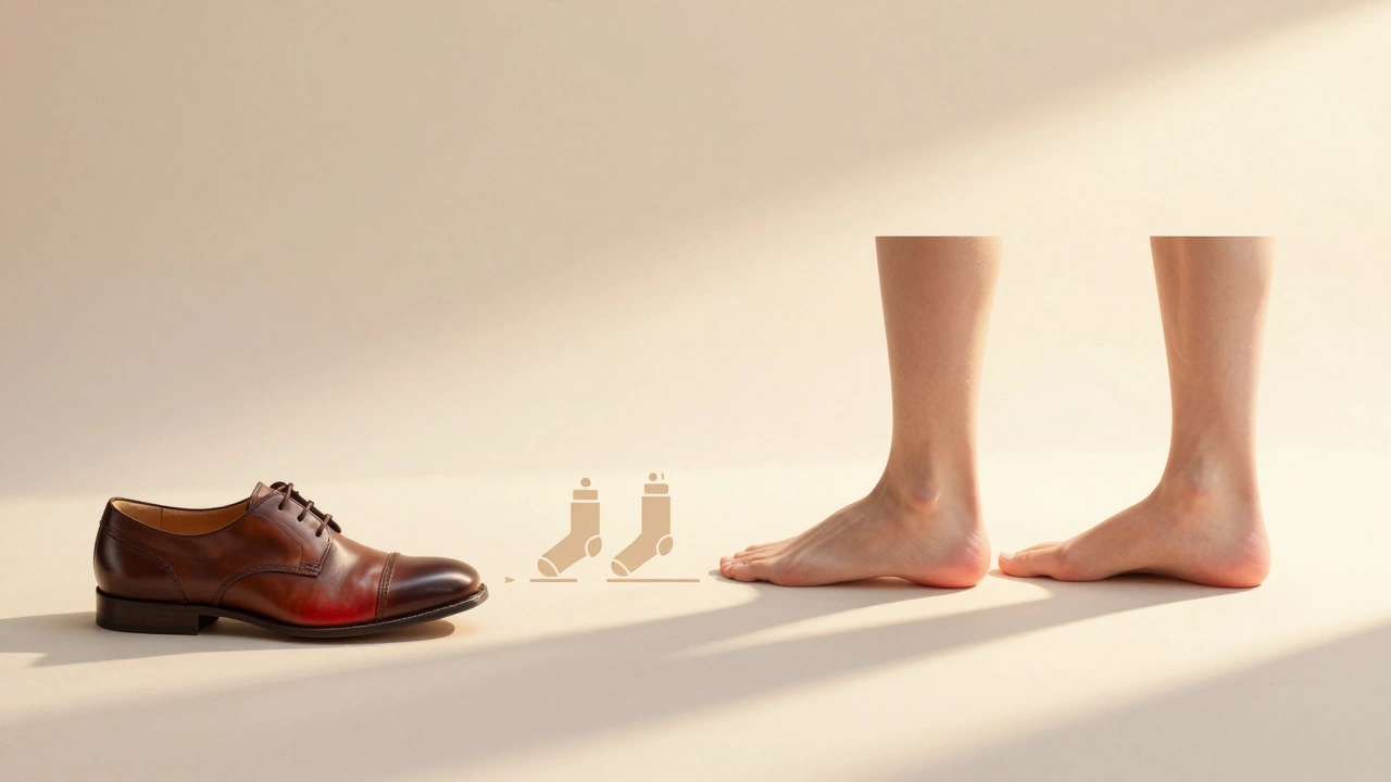 A timeline showing leather shoes transforming from stiff to supple over four weeks with subtle visual cues.