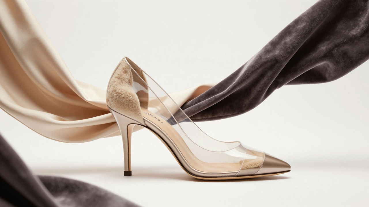 Conceptual view of a luxury shoe featuring an orthopedic insert and silicone heel grip.