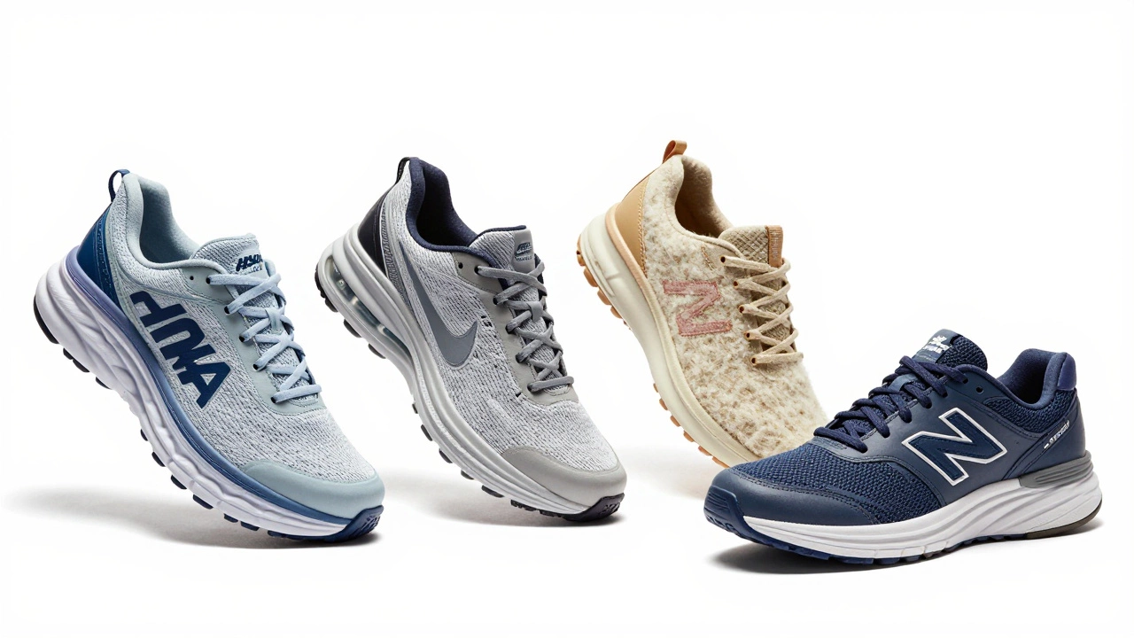 Four types of comfortable work shoes displayed side by side