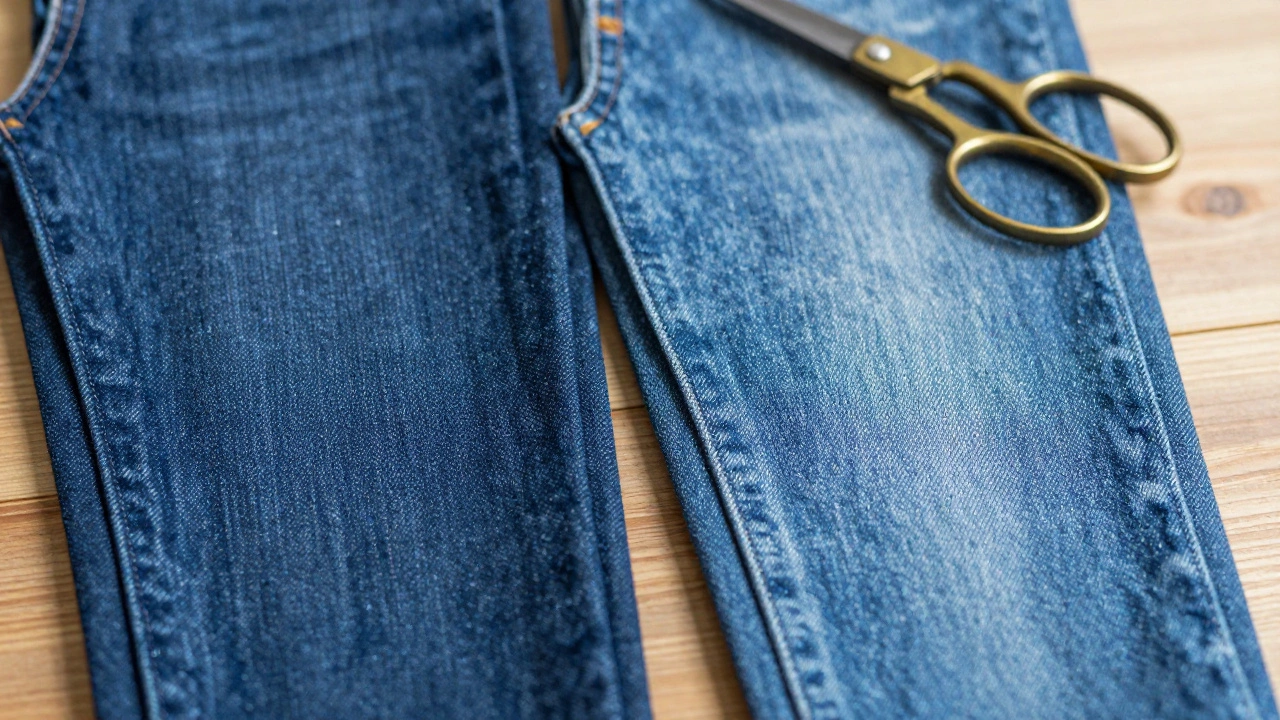 Close-up comparison of rigid vs stretch denim fabric swatches