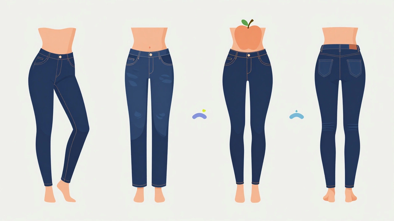 Illustration matching jean styles to four body types