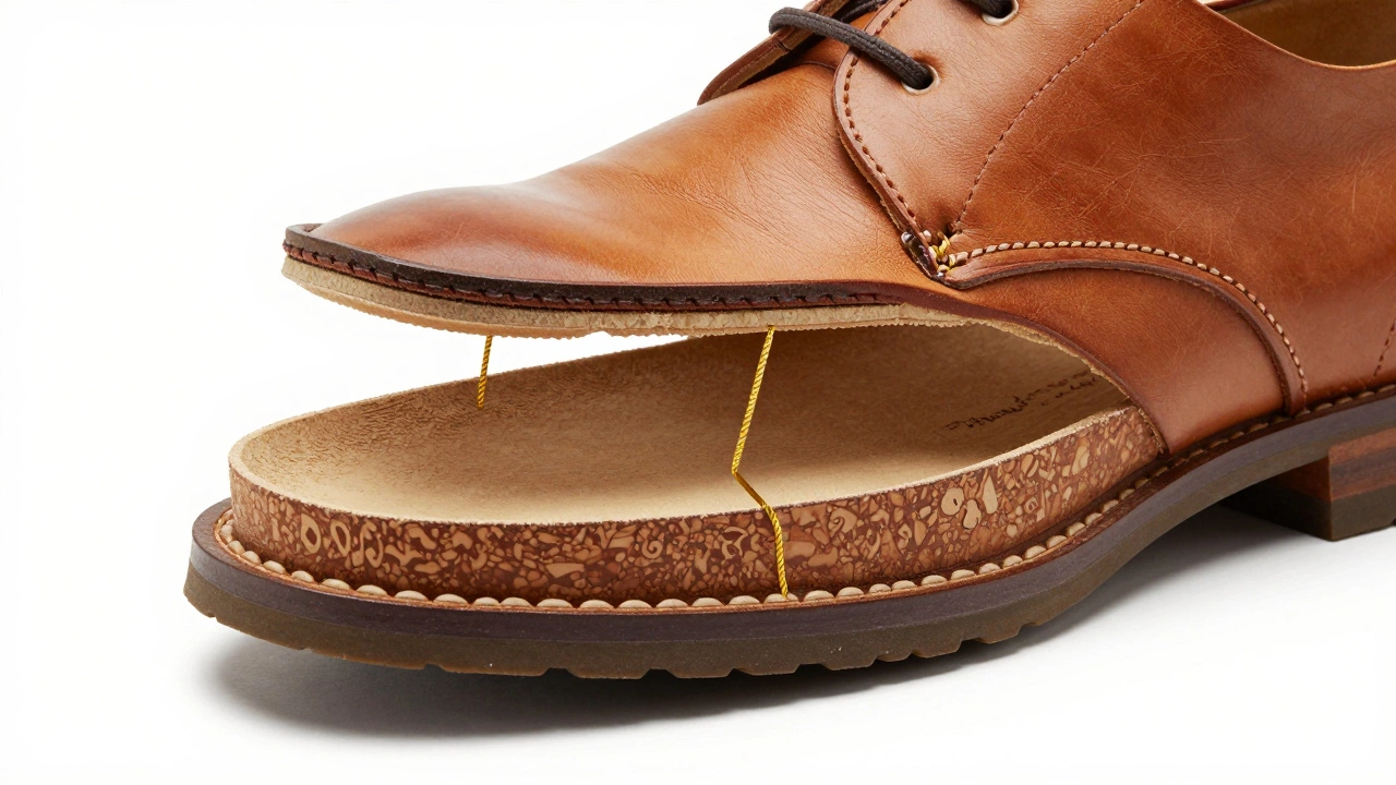 Cross-section diagram of Goodyear welted shoe construction
