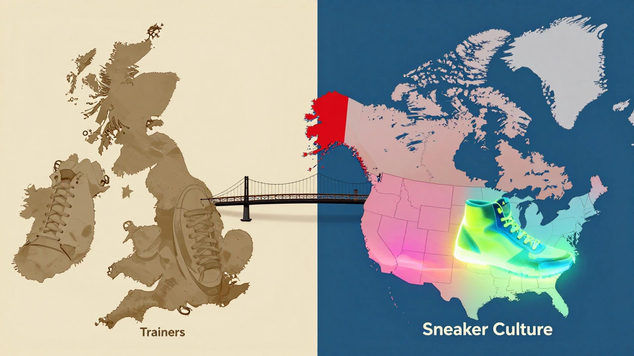 Map comparing UK trainers and North American sneaker culture