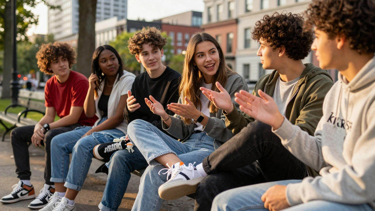 Young friends discussing sneakers and kicks in Montreal
