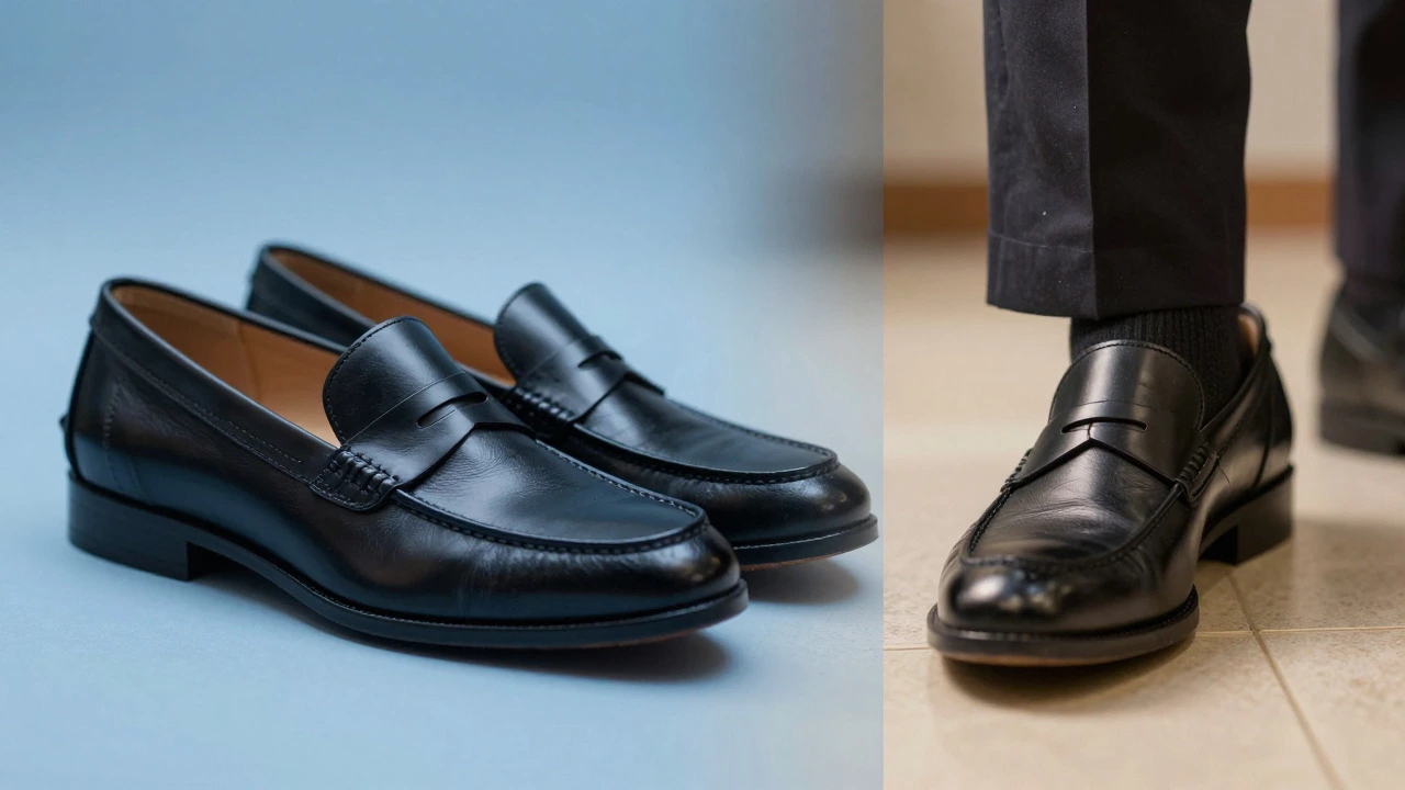 Branded vs plain shoes illustrating uniform rules