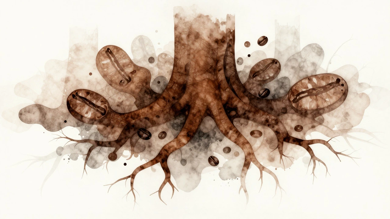 Watercolor illustration of brown merging with earthy organic textures