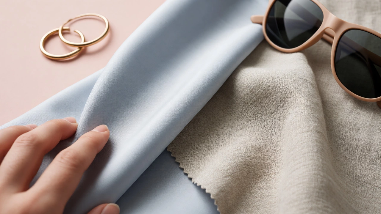 Close-up of breathable summer fabrics and accessories